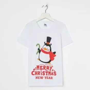 Футболка детская, цвет белый/пингвин, рост 140-146 см