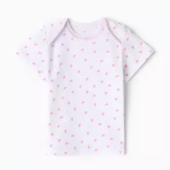 Футболка детская, цвет белый/сердечки, рост 74