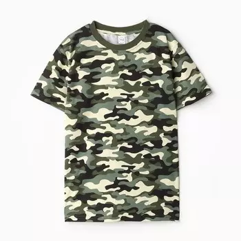 Футболка детская , цвет хаки, рост 134 см