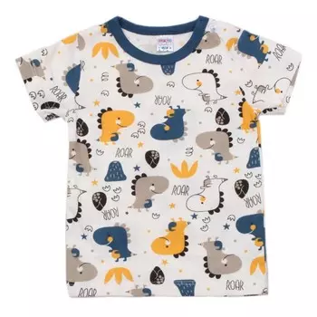 Футболка детская, цвет молочный/динозаврики, рост 86 см