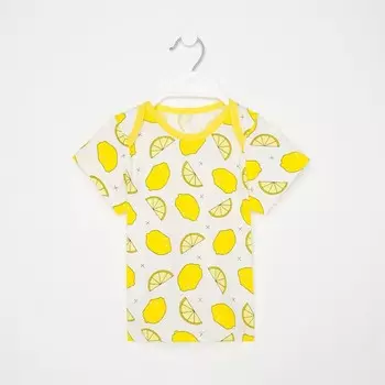 Футболка детская, цвет молочный/лимон, рост 80