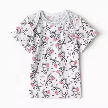 Футболка детская, цвет розовый/зебры, рост 80