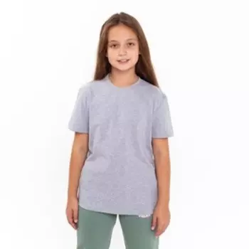 Футболка детская, цвет серый меланж, рост 140 см