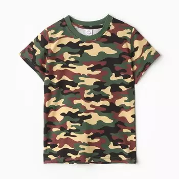 Футболка детская , цвет тёмно-зеленый, рост 98 см