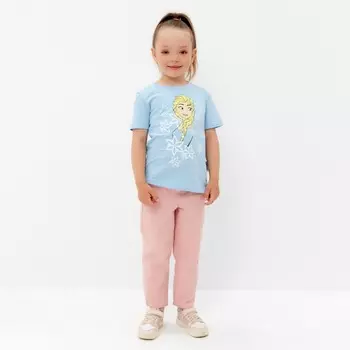 Футболка детская Disney "Frozen", рост 98-104 (30), голубой