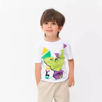 Футболка детская «Халк» Мстители, рост 98-104, белый