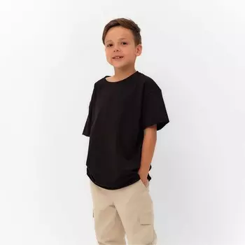 Футболка детская KAFTAN Basic line, размер 34 (122-128 см), чёрная