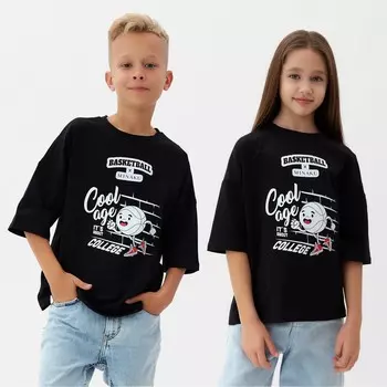 Футболка детская MINAKU: bascetball kids, чёрная, рост 110 см