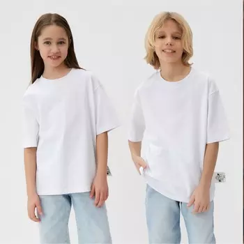 Футболка детская MINAKU:Basic line kids, белая, рост 110 см