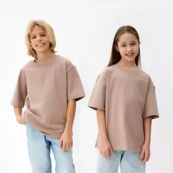 Футболка детская MINAKU:Basic line kids, бежевая, рост 98 см