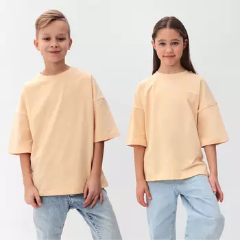 Футболка детская MINAKU:Basic line kids, светло-бежевая, рост 110 см