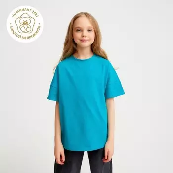 Футболка детская MINAKU:Basic line kids, цвет аквамарин, рост 134 см