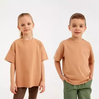 Футболка детская MINAKU:Basic line kids цвет песочный, рост 140