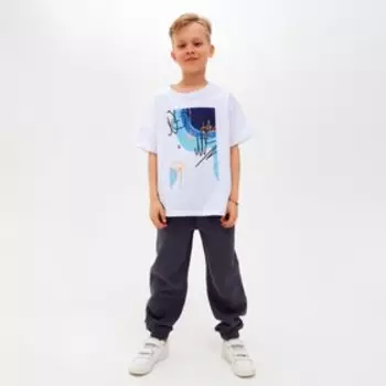 Футболка детская MINAKU Colors, цвет белый/голубой, рост 110