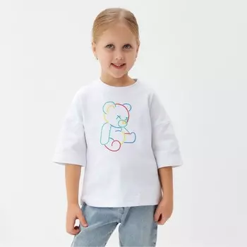 Футболка детская MINAKU "Gummy bear", цвет белый, рост 104 см