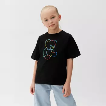 Футболка детская MINAKU "Gummy bear", цвет чёрный, рост 122 см
