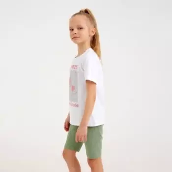 Футболка детская MINAKU "Happines" цвет белый, рост 134