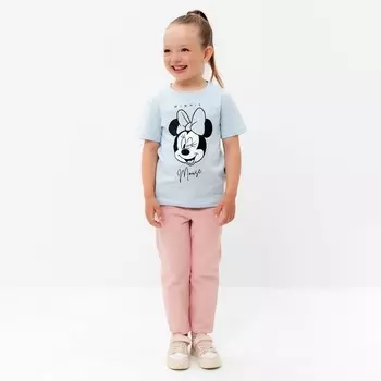 Футболка детская "Minnie" Минни Маус, рост 122-128, цвет голубой