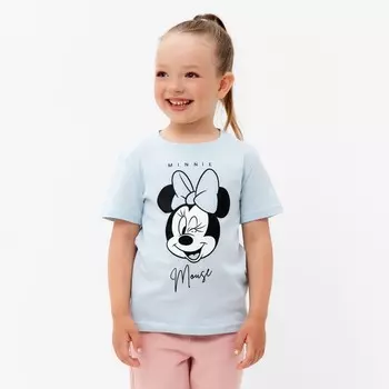 Футболка детская "Minnie" Минни Маус, рост 86-92, цвет голубой