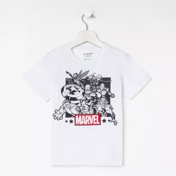 Футболка детская Мстители, рост 122-128, белый