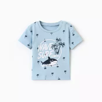 Футболка детская "Пальмы", цвет голубой, рост 74