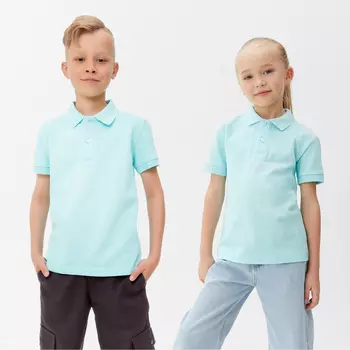 Футболка детская поло MINAKU: Basic line, голубая, рост 122 см