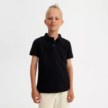 Футболка детская поло MINAKU: Basic line, чёрная, рост 104 см