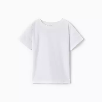 Футболка детская со спущенным плечом, цвет белый, рост 122 см