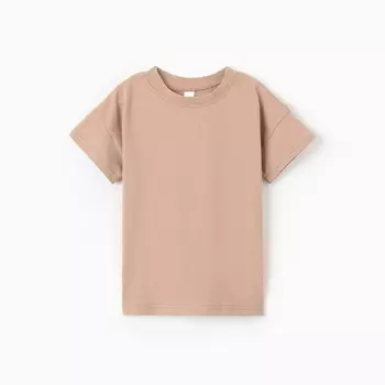 Футболка детская со спущенным плечом, цвет бежевый, рост 116 см