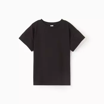 Футболка детская со спущенным плечом, цвет чёрный, рост 116 см