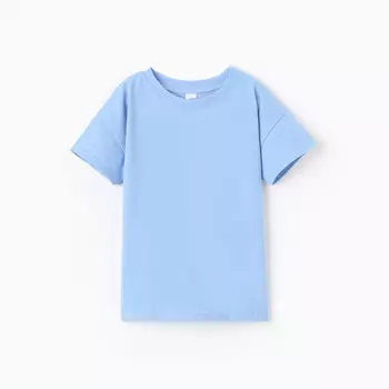 Футболка детская со спущенным плечом, цвет голубой, рост 128 см