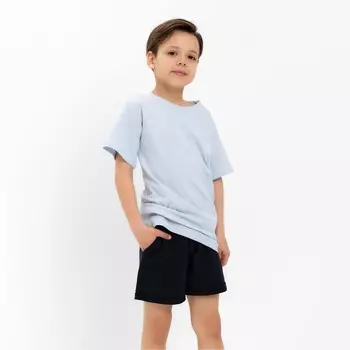 Футболка детская в полоску KAFTAN Basic line, размер 32 (110-116 см), голубой/белый