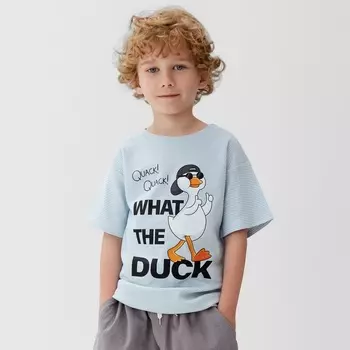 Футболка детская в полоску KAFTAN Duck, размер 30 (98-104 см), голубой/белый