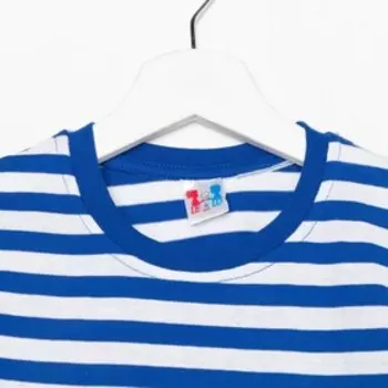Футболка детская в полоску, синяя, рост 140