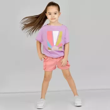 Футболка для девочек, рост 104 см, цвет лавандовый