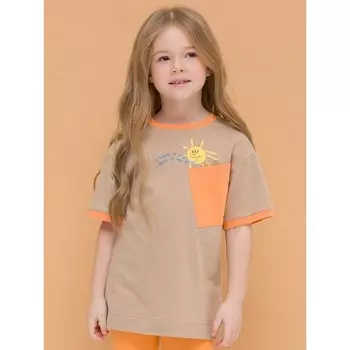 Футболка для девочек, рост 110 см, цвет песочный
