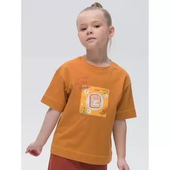 Футболка для девочек, рост 110 см, цвет янтарный