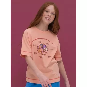 Футболка для девочек, рост 116 см, цвет персиковый