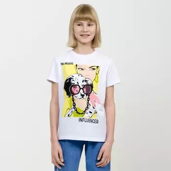 Футболка для девочек, рост 122 см, цвет белый