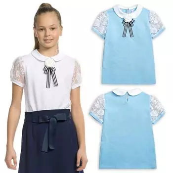 Футболка для девочек, рост 146 см, цвет голубой
