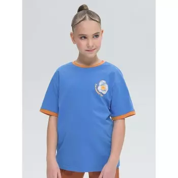 Футболка для девочек, рост 152 см, цвет джинс