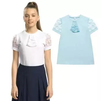 Футболка для девочек, рост 152 см, цвет голубой