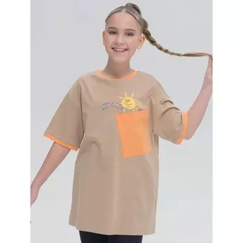 Футболка для девочек, рост 158 см, цвет песочный
