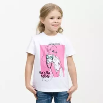 Футболка для девочек, рост 92 см, цвет белый