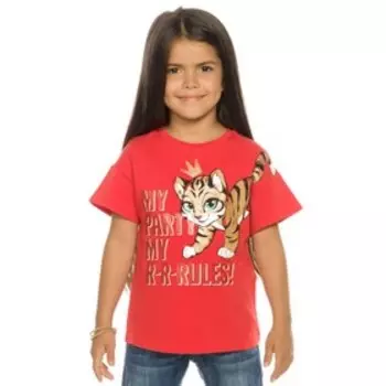 Футболка для девочек, рост 92 см, цвет красный