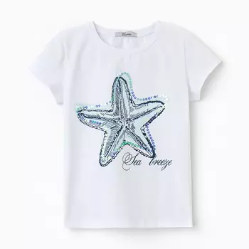 Футболка для девочки, цвет белый, рост 116