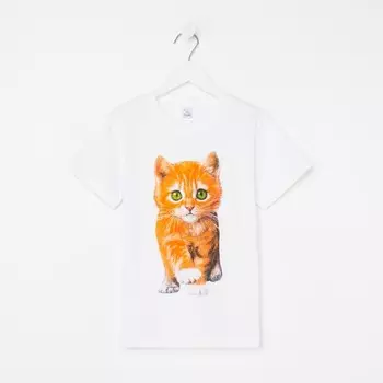 Футболка для девочки, цвет белый, рост 128 см