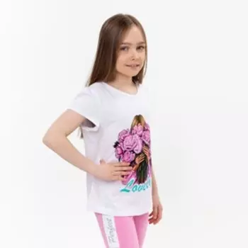 Футболка для девочки, цвет белый, рост 140