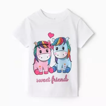 Футболка для девочки, цвет белый, рост 86 см