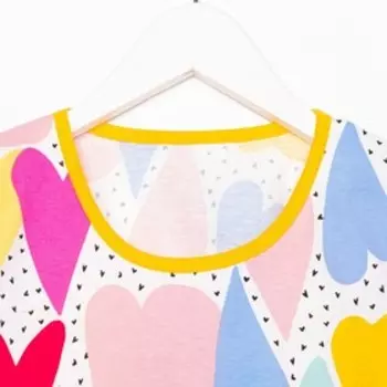 Футболка для девочки, цвет белый/сердечки, рост 92 см